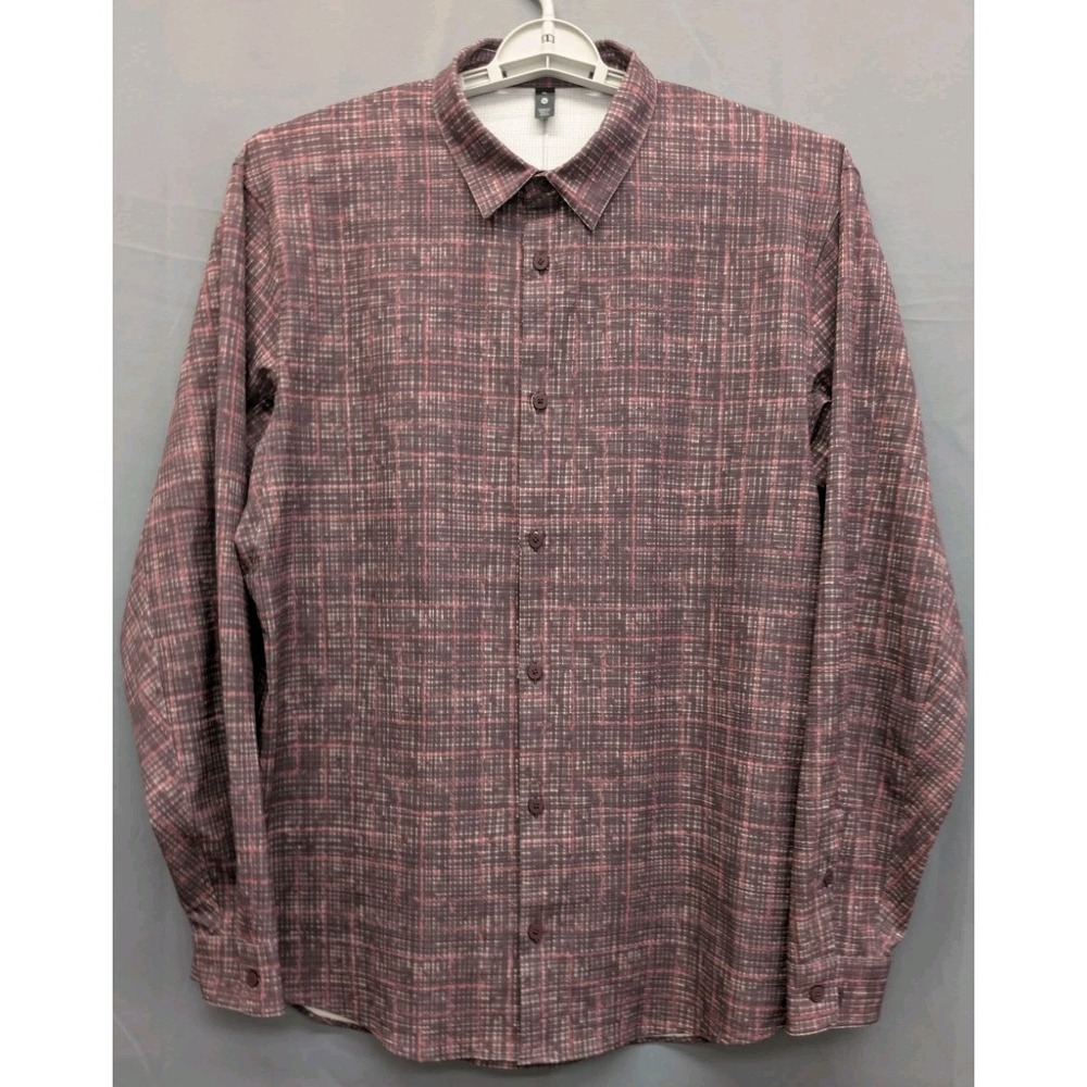 Lululemon Airing Easy Button Up Shirt Mens XL Red Check Cassis Athliesure Active